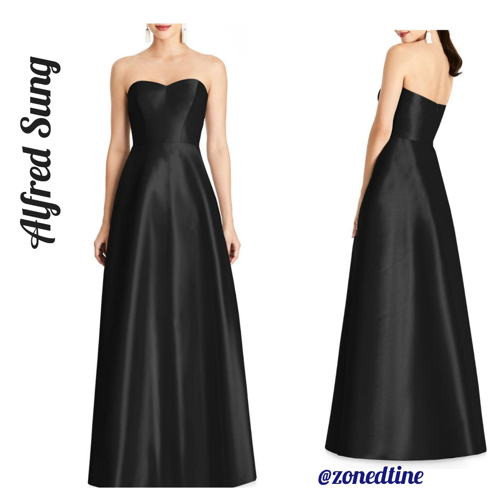 #42 Nwt Alfred Sung Strapless Satin A-Line Gown Sz 6